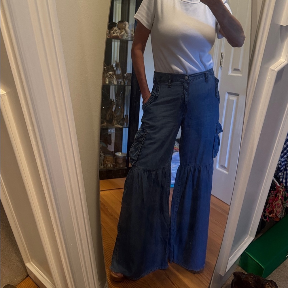 Vibrant blue jeans funky pants